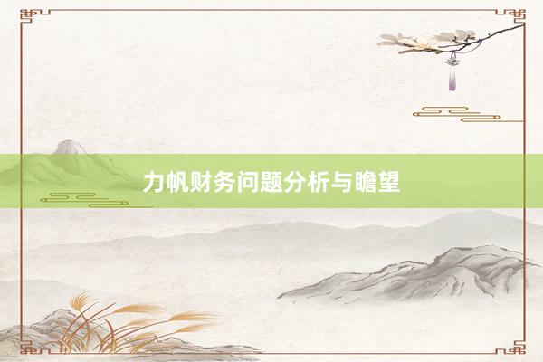 力帆财务问题分析与瞻望