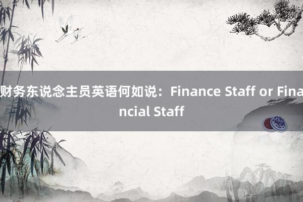 财务东说念主员英语何如说：Finance Staff or Financial Staff